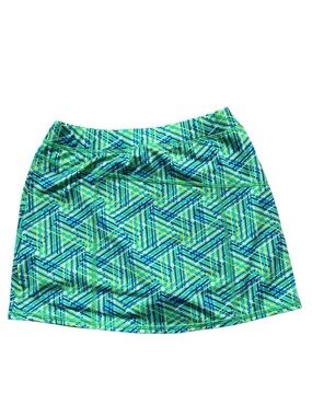 LL Bean Green & Blue Patterned Skirt with built in shorts-Girl’s Size 10